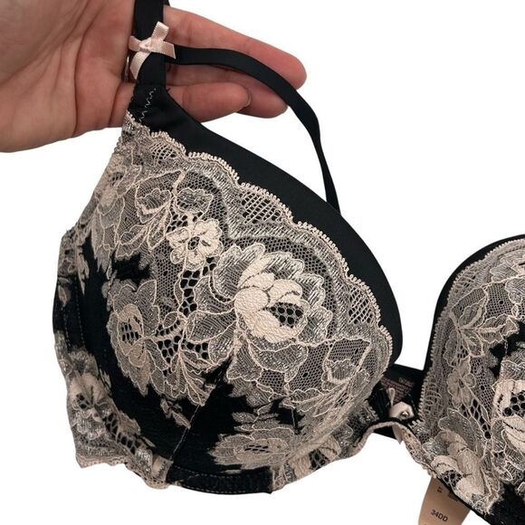 NWT Victoria’s Secret black and blush lace dream angels push-up 34 DD - Picture 4 of 7